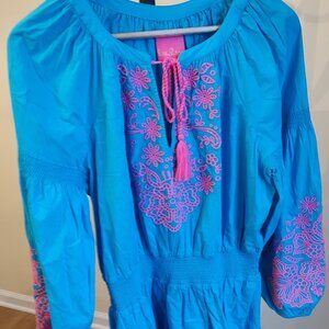 Lilly Pulitzer Blue & Pink Analynn Tunic Dress - Size XL